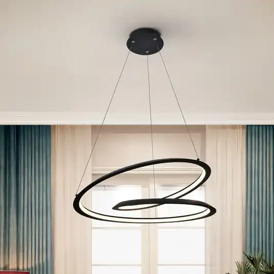 Hurkolt LED függőlámpa, fekete. Fém, alumínium. Ø 60 cm Végkiárusítás