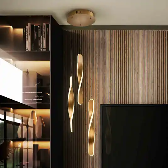 LED-es függőlámpa Twist, 3 l. Alumínium, fém, akril, arany színű Legkelendőbb
