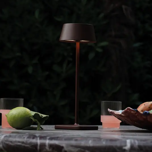 Ideal Lux LED-es újratölthető kültéri asztali lámpa Tiszta barna fém 32 cm Különleges ajánlat
