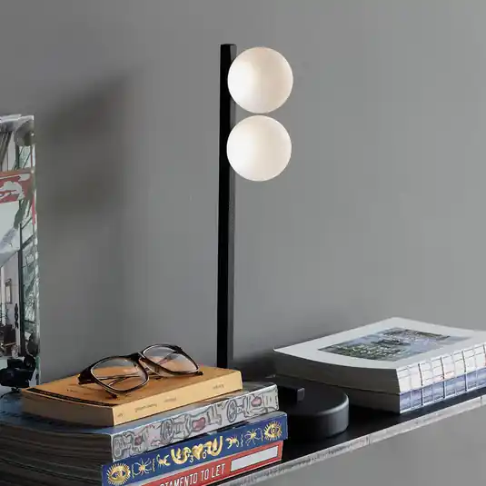 Utolsó esély Ideal Lux LED asztali lámpa Ping Pong fekete 2-lámpás üveg fém
