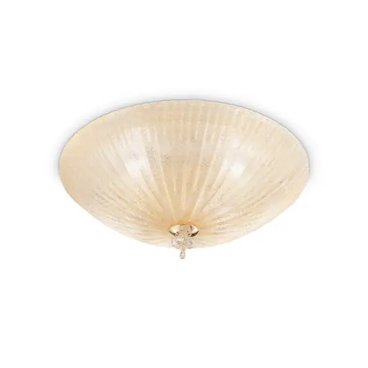 Legkelendőbb Ideal Lux Shell mennyezeti lámpa, borostyán színű, üveg, Ø 50 cm