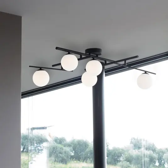 Legjobb ár Ideal Lux mennyezeti lámpa Atlas fekete, 5 lámpás fémüveg