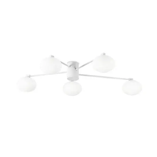 Gyors szállítás Ideal Lux Hermes mennyezeti lámpa, fehér, 90 cm, 5 lámpa, üveg