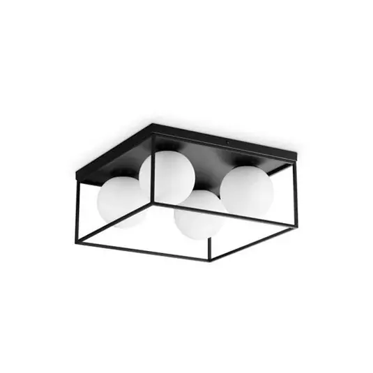 Árcsökkenés Ideal Lux Lingotto mennyezeti lámpa, 4 lámpás, fekete, opálüveg, fekete,
