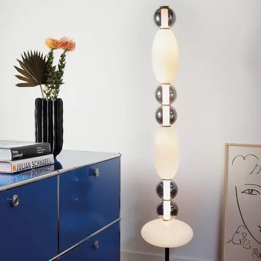 Ideal Lux LED állólámpa Lumiere, opál/szürke üveg, magasság 155 cm Kedvezmény