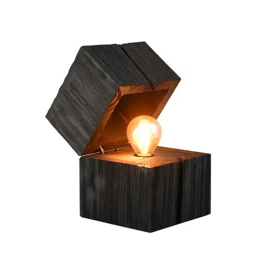 Árcsökkenés Treasure asztali lámpa, fekete, fa, zsanéros, csuklós