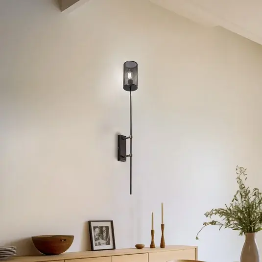 Fali lámpa Fali, titán színű, magasság 100 cm, acél Kedvezményes ár