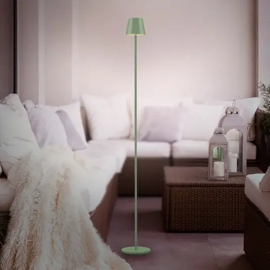 Biztonságos fizetés JUST LIGHT. Euria LED újratölthető állólámpa, zöld, vas, IP54
