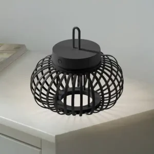 JUST LIGHT. Akuba LED-es újratölthető asztali lámpa fekete 22 cm bambusz Legjobb ár