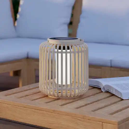 Ajánlat Marliano LED-es napelemes lámpa, magasság 24 cm, világos fa, fa