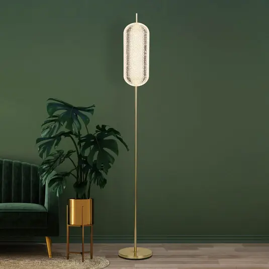 Árengedmény Capsule LED állólámpa, sárgaréz színű, vas, akril