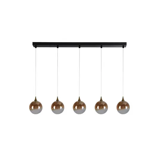 Szuper ajánlat LED-es függőlámpa Alchemy, 5 lámpás, fekete, borostyán, üveg