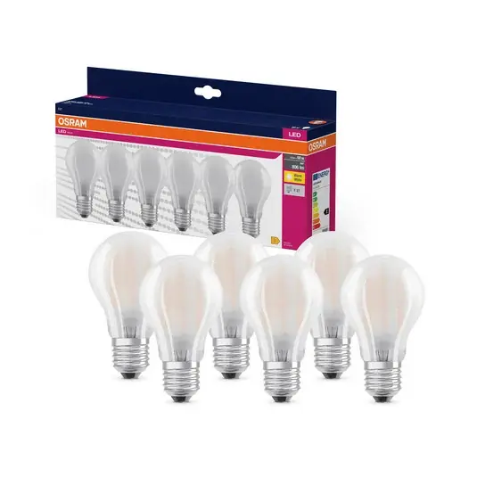OSRAM LED izzó matt E27 6,5W 827 6-os csomagban Szuper akció