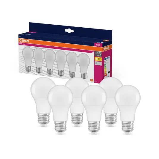 OSRAM LED izzó opál E27 8W 827 6 darabos kiszerelésben Biztonságos fizetés