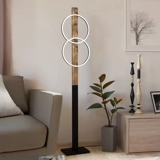 Kihagyhatatlan ajánlat LED állólámpa Boyal, barna, magasság 150 cm, fa, 2-lámpás.