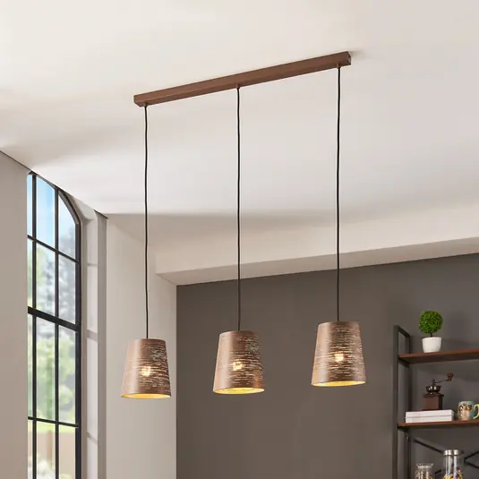 Segezia függőlámpa, mokka/arany színű, 88 cm hosszú, 3-lámpás. Ajánlat