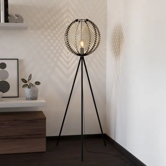 Végkiárusítás Waverton állólámpa, fekete/fehér, magasság 143 cm, acél/szövet