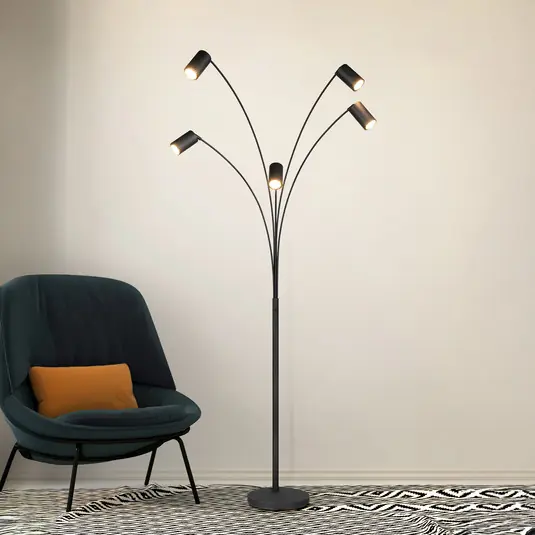 Ajánlat Marley állólámpa, fekete, magasság 200 cm, 5 lámpás, fém