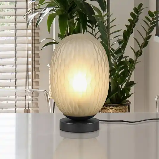 Végkiárusítás Facette asztali lámpa, zöld, magasság 29 cm, üveg, E27