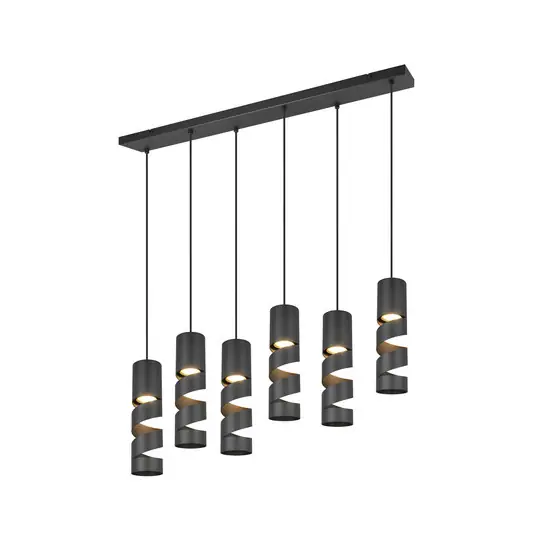 Stream függőlámpa, fekete Hossza 100 cm 6 lámpás fém GU10 Olcsóbb