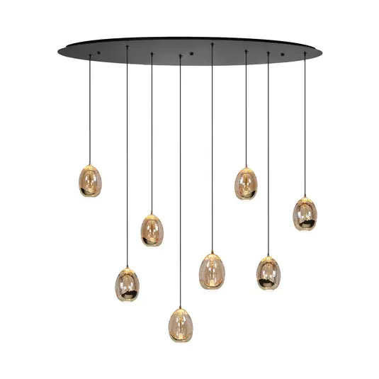 Vedd meg online Akasztólámpa Golden Egg, borostyán/arany, hossza 100 cm, 8-light üveg