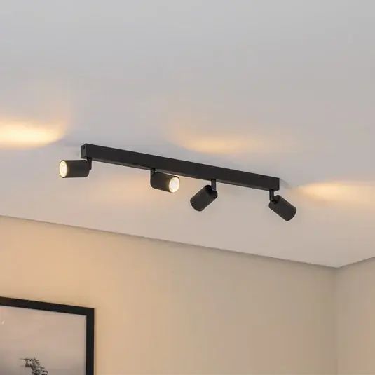 Szuper ajánlat Mennyezeti spotlámpa Top, fekete, 83 cm, 4 izzós, fém, GU10