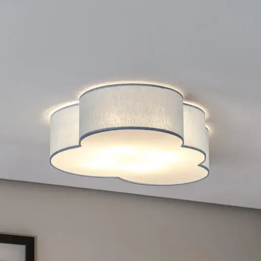 Mennyezeti világítás Cloud, kék, 63 cm hosszú, textil, felhő, E27 Kedvezményes ár