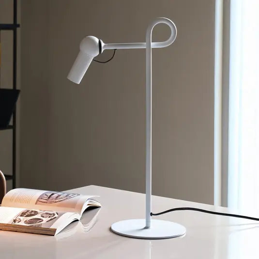 Árcsökkenés kdln LED asztali világítás Bird, fehér, 48 cm, fém, dimmelhető