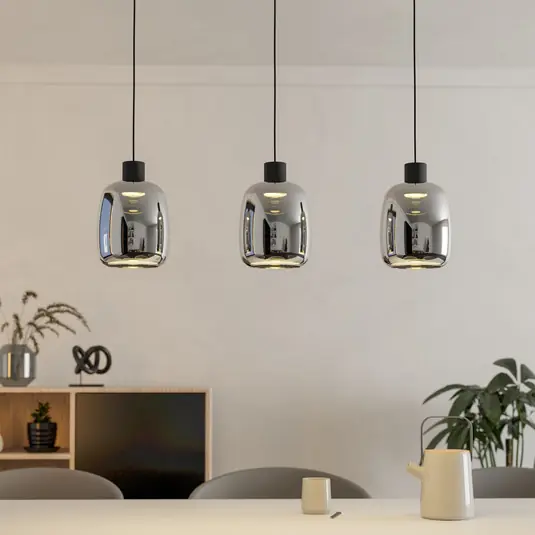 Exkluzív ajánlat EGLO connect LED-es függőlámpa Molochio-Z, 3-lámpás, fekete, átlátszó