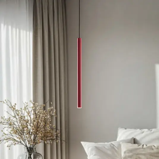 LED függő világítás Rulo, piros, Ø 3,2 cm, acél, 3000 K Nézd meg most