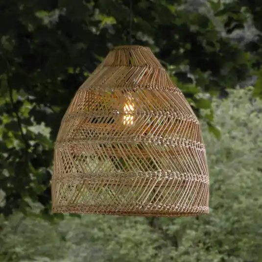 Prémium PR Home Maja kültéri függesztett lámpa, rattan, Ø 53 cm, dugasz, IP44