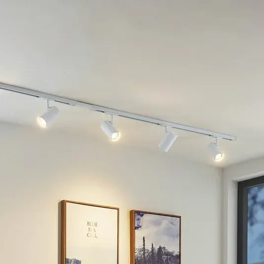 Lindby sínrendszer Linaro, GU10, 4 lámpás, fehér, Ø 6 cm Végkiárusítás