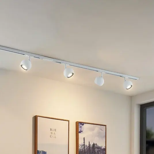 Lindby sínrendszer Linaro, GU10, 4 lámpás, fehér, Ø 9 cm Szuper akció