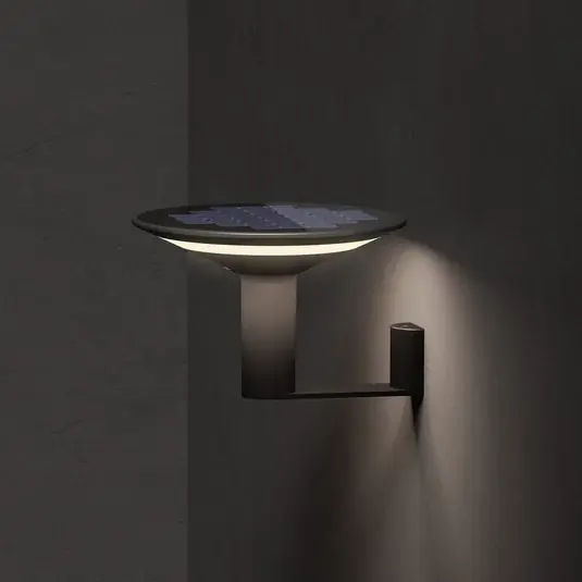 Vedd meg most KLEWE LED napelemes fali lámpa Keope, antracit, Ø 21 cm alumínium IP65