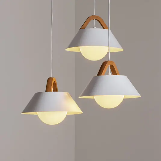 Funda lógó világítás, fehér, Ø 64 cm, 3 izzós, fém/üveg Rendeld meg most