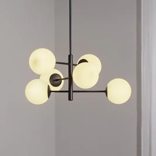 Aurora lógó világítás, fekete, Ø 60 cm, 6 izzós, üveg, E14 Legkelendőbb