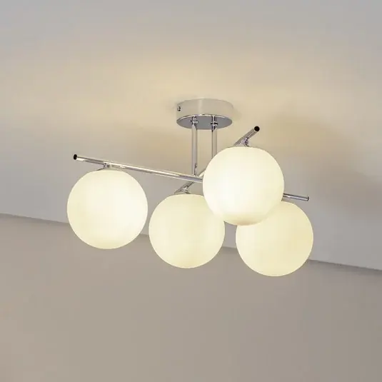 Aurora mennyezeti világítás, króm, Ø 50 cm, 4 izzós, üveg, E14 Rendeld meg most