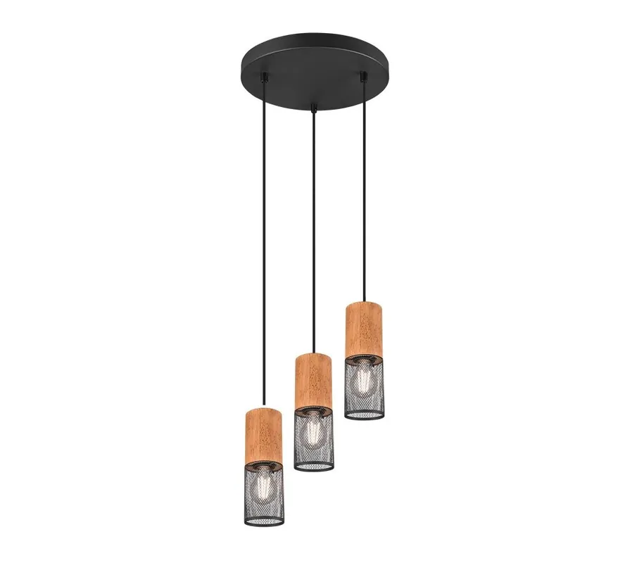 Trio 304330332 mennyezeti függőlámpa Tosh 3x40W E27 IP20 - fekete és barna Kiárusítás