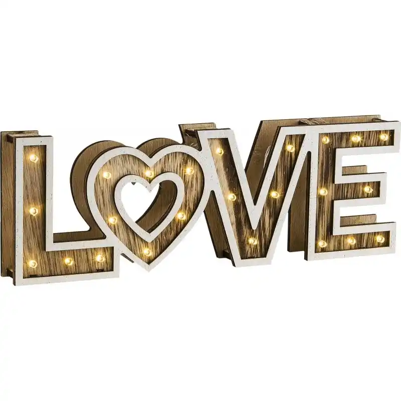 Ajánlat Globo 29976 LED dekorációs asztali lámpa Love 24x0,06W - fa