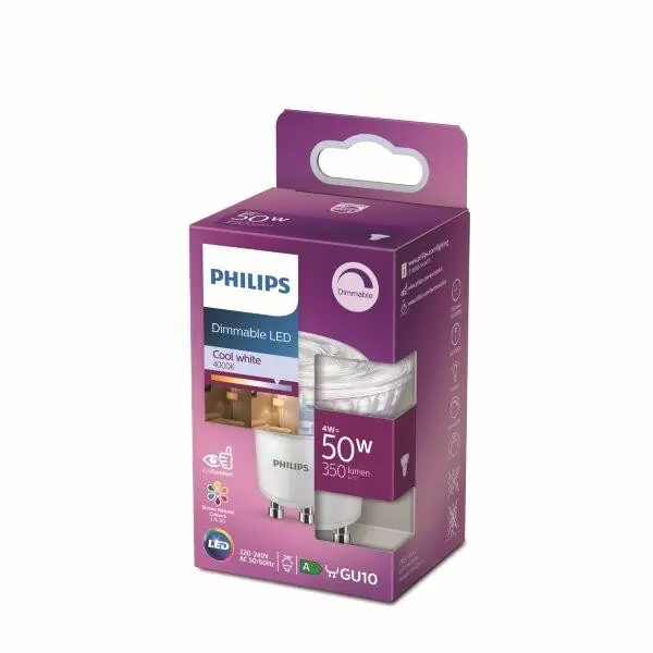 Olcsó Philips 8718699775995 LED izzó 1x4W GU10 350 lm 4000K - hidegfehér, spot, Eyecomfort
