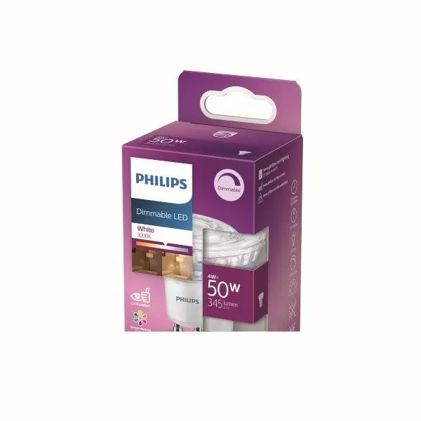 Szuper akció Philips 8718699775810 LED izzó 1x4W GU10 345lm 3000K - fehér, spot, szabályozható, Eyecomfort