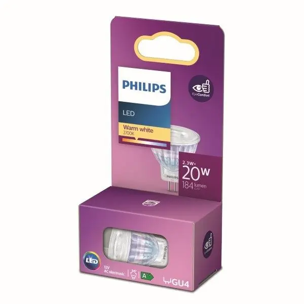 Philips 8718699774073 LED izzó 1x2,3W GU4 184lm 2700K - melegfehér, spot, Eyecomfort Biztonságos fizetés