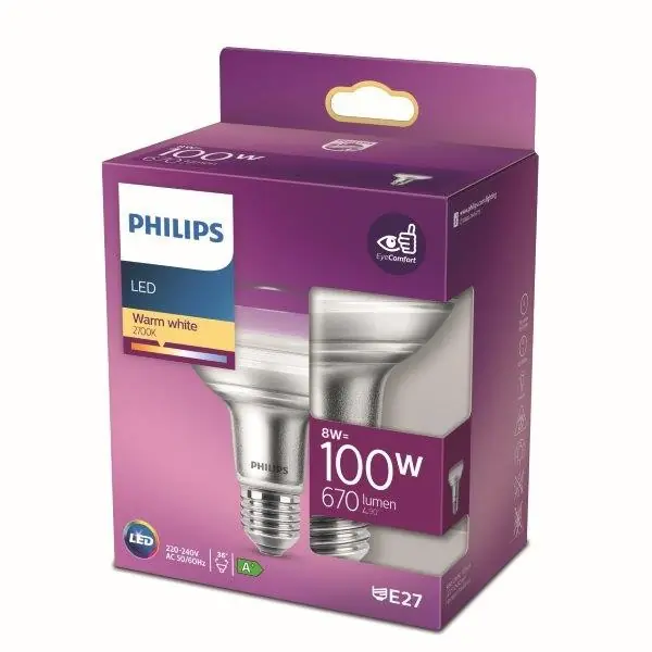 Expressz szállítás Philips 8718699773878 LED izzó 1x8W E27 670lm 2700K - melegfehér, Eyecomfort