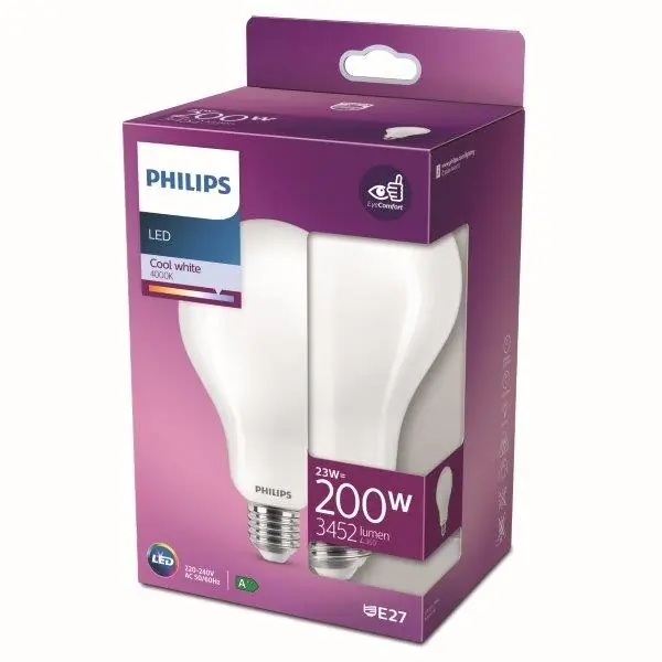 Árengedmény Philips 8718699764654 LED izzó 1x23W E27 3452lm 4000K - hidegfehér, matt fehér, EyeComfort