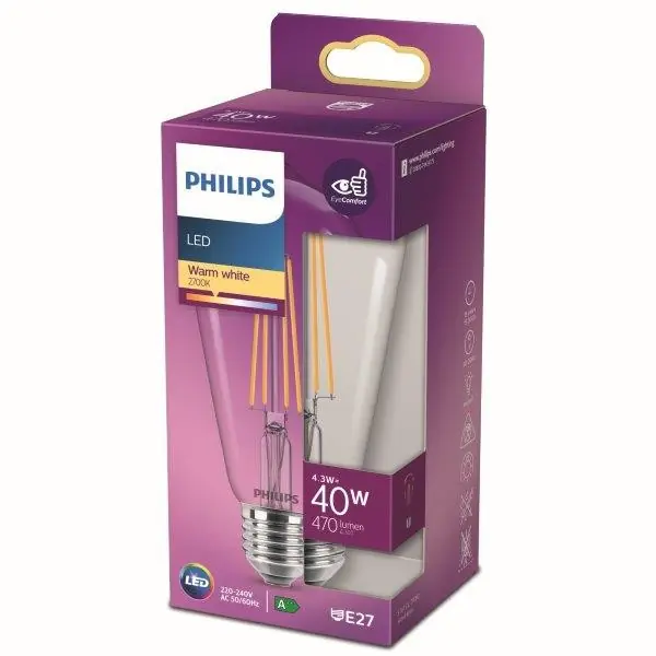 Philips 8718699763039 LED izzó 1x7W E27 470lm 2700K - meleg fehér, tiszta, EyeComfort Nézd meg most