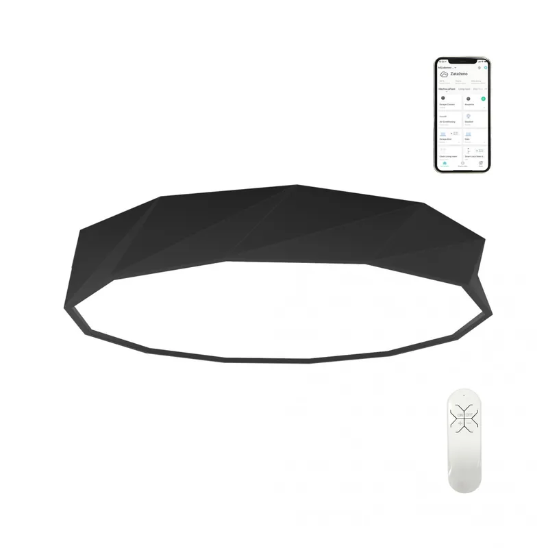 Immax 07130-B80 LED mennyezeti lámpa Diamante 1x60W 4450lm 3000-6000K - világítási hőmérséklet beállítása, szabályozható, távirányítás, fekete Akció