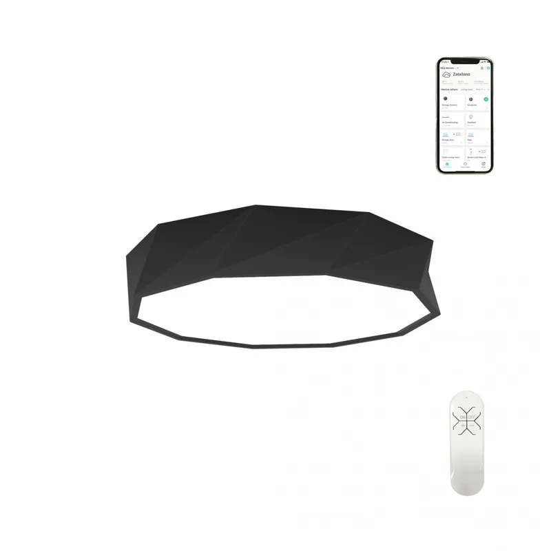 Immax 07130-B60 LED mennyezeti lámpa Diamante 1x43W 3450lm 3000-6000K - világítási hőmérséklet beállítása, szabályozható, távirányítás, fekete Ajánlat