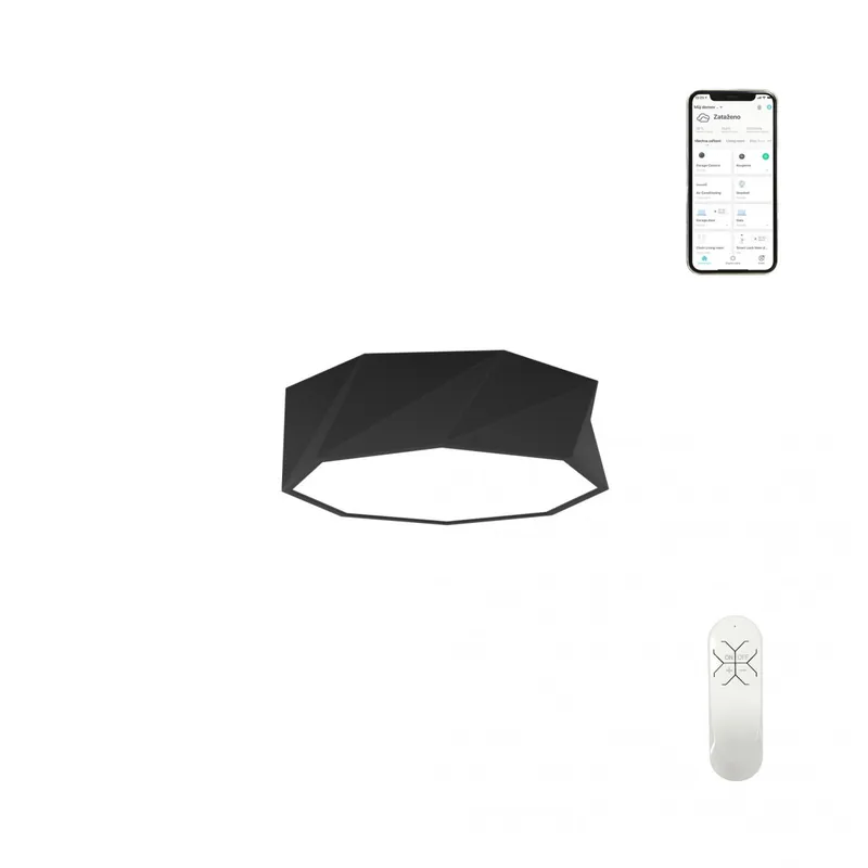 Újdonság Immax 07130-B40 LED mennyezeti lámpa Diamante 1x31W 1850lm 3000-6000K - világítási hőmérséklet beállítása, szabályozható, távirányítás, fekete