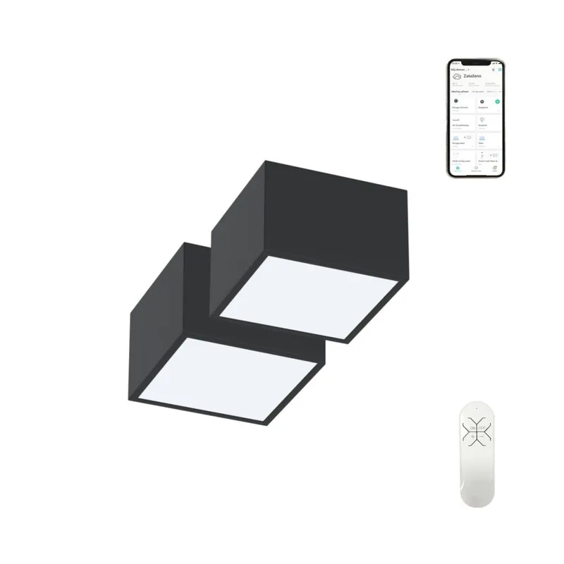 Immax Neo 07074L-15BD LED mennyezeti lámpa 2x12W 840lm 2700-6500K - 2 db-os készlet, távirányítás, világítási hőmérséklet beállítása, szabályozható, fekete Újdonság