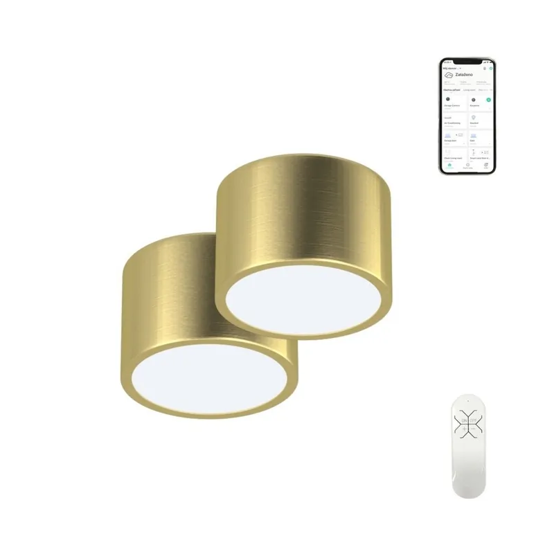 Kiárusítás Immax Neo 07127L-BD LED mennyezeti lámpa 2x12W 840lm 2700-6500K - 2 db-os készlet, távirányítás, világítási hőmérséklet beállítása, szabályozható, aranyszínű